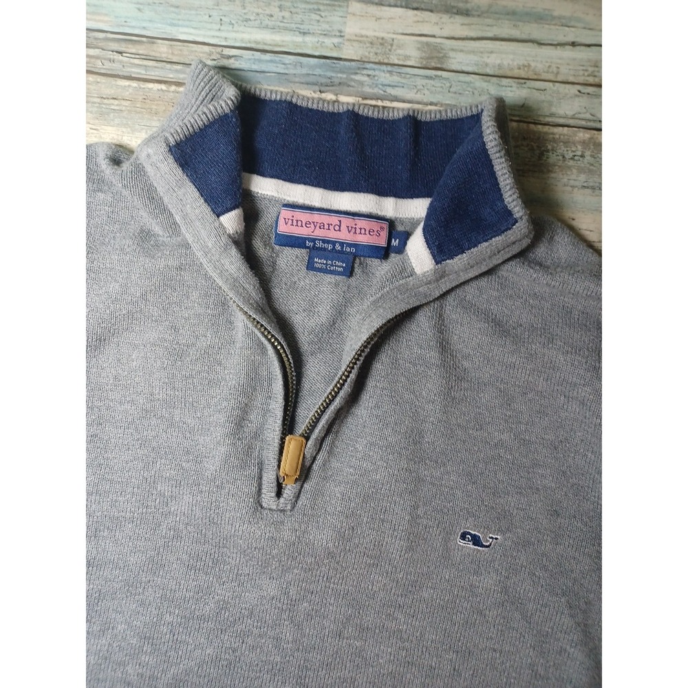 Vineyard Vines By Shep & Ian Mens Gray Long Sleeve 1/4 Zip Sweater